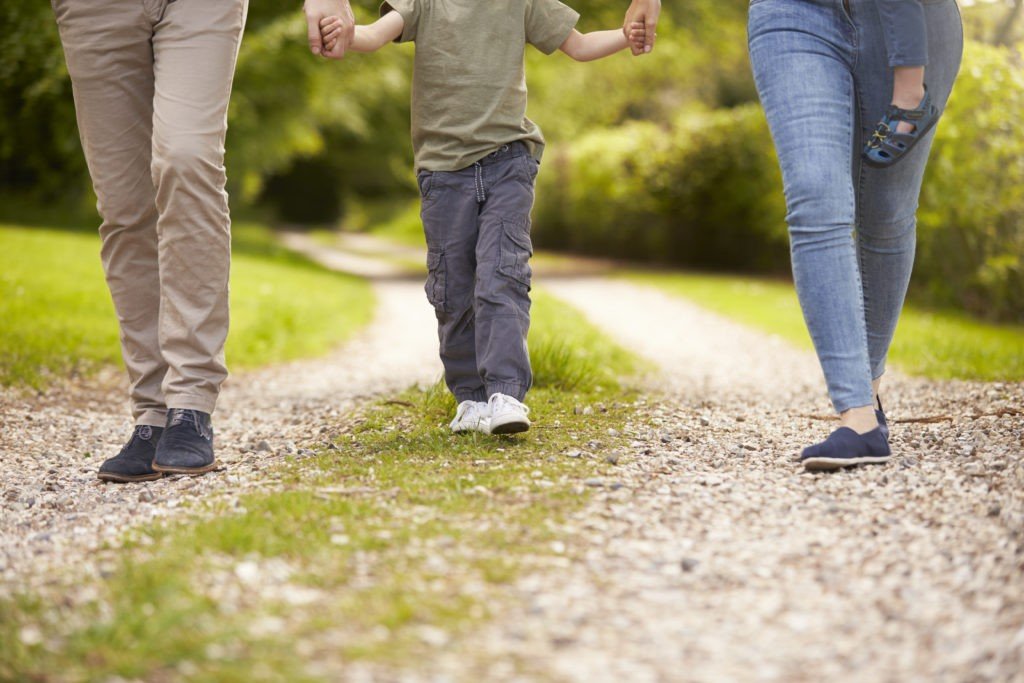 Close Up Of Family Going For Walk In Summer Countryside